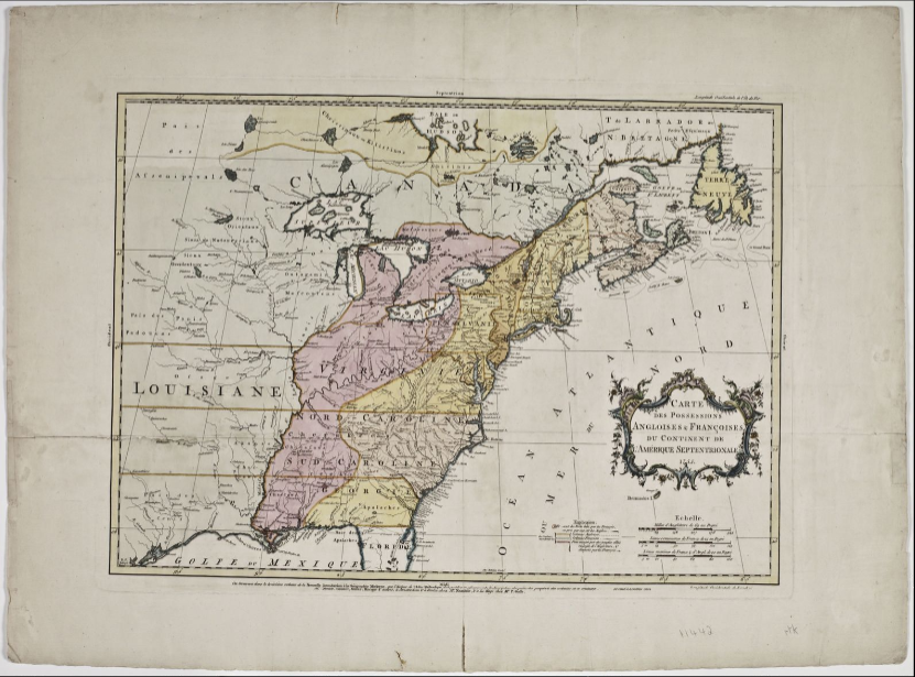 Carte des possessions angloises & françoises du continent de l'Amérique septentrionale  1755