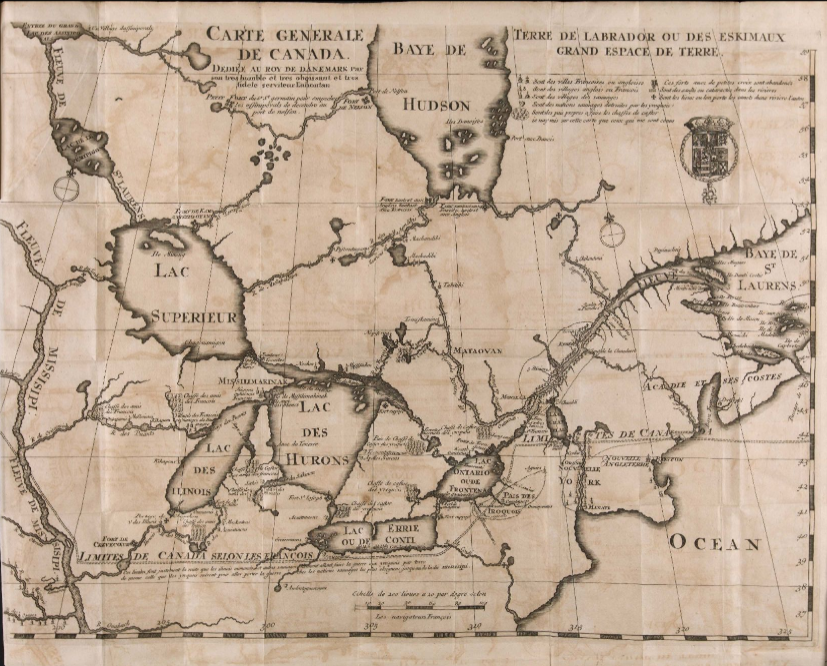 Carte générale de Canada dédiée au roy de Danemark  L. A. de Lom d'Arce Lahontan. 1703
