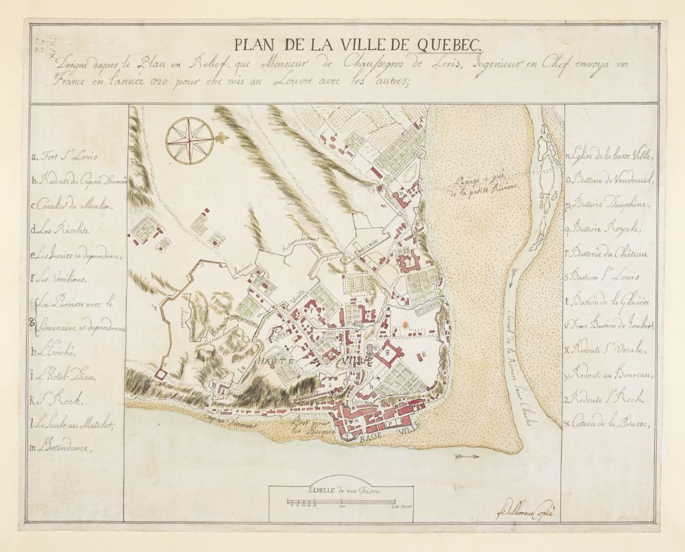 Plan dessinée de la Ville de Quebec, d'après le Plan en relief de Mr. de Chaussegros de Leris 1720-1755