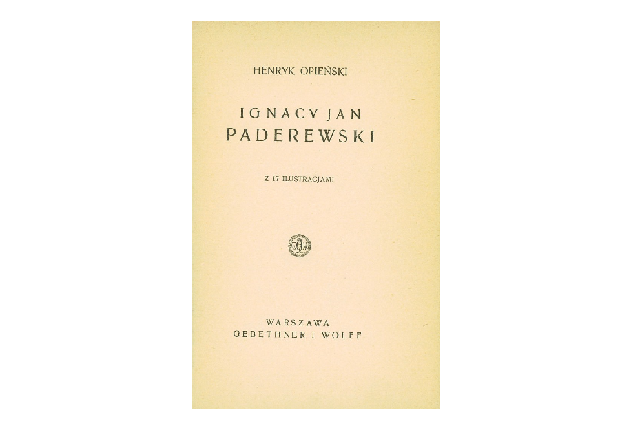 Ignacy Jan paderewski  H. Opienski. 1928