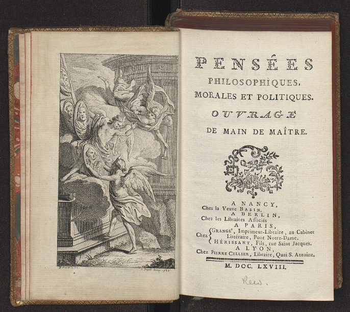 Pensées philosophiques, morales et politiques, ouvrage de main de maître  S. Leszczyński. 1768