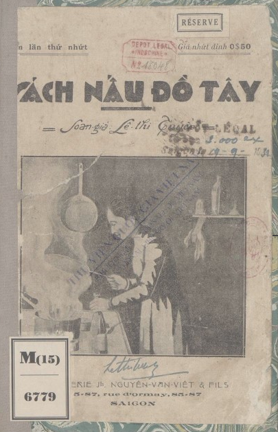 Sách nấu đồ Tây  T. T. Lê. 1932
