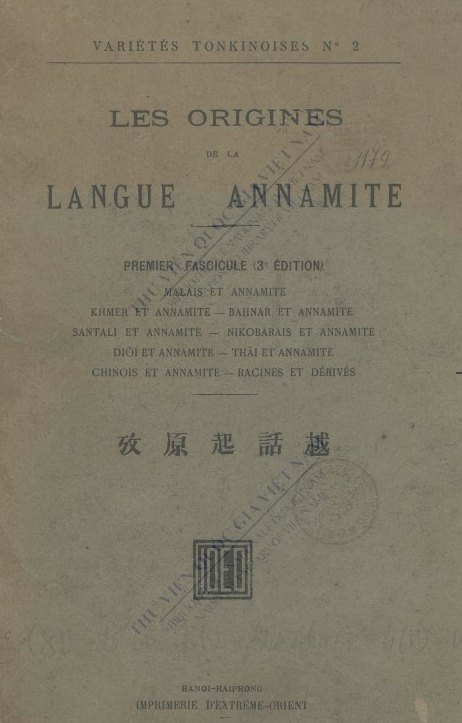 Les Origines de la langue annamite : Pt. 1  1923