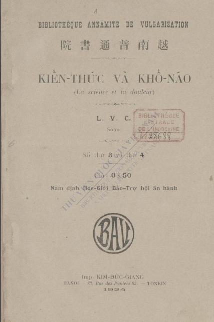 Kiến-thức và khổ-não  V. C. Lâm. 1924