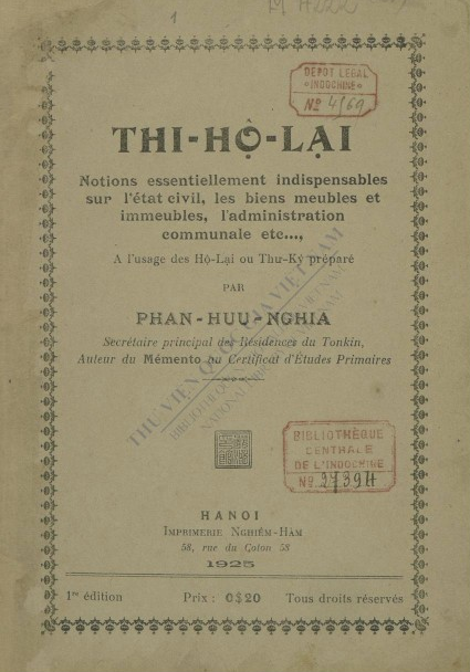 Thi Hộ lại  H. N. Phan. 1925