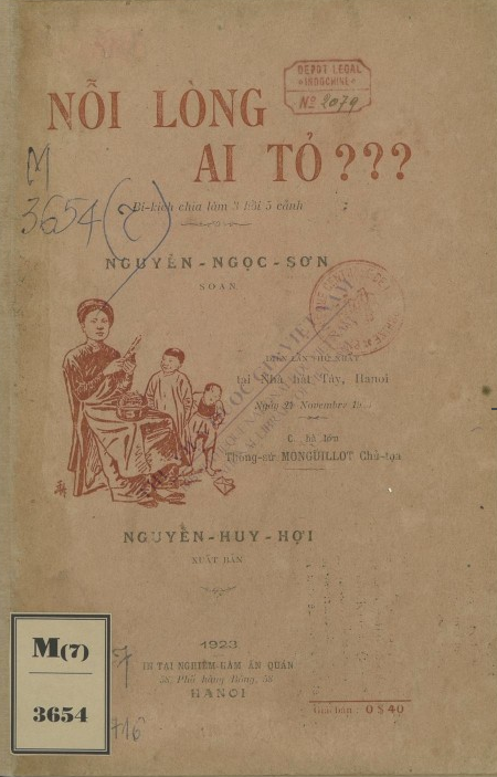 Nỗi lòng ai tỏ? : Bi kịch chia làm 3 hồi 5 cảnh  N. S. Nguyễn. 1923