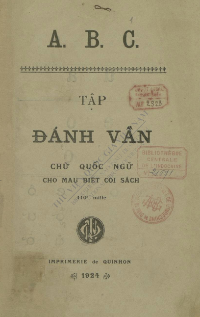 A.B.C. Tập đánh vần chữ quốc ngữ  1924