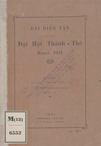 Đại hội Thanh-thể : Hà Nội 1931 J. Trúc. 1931