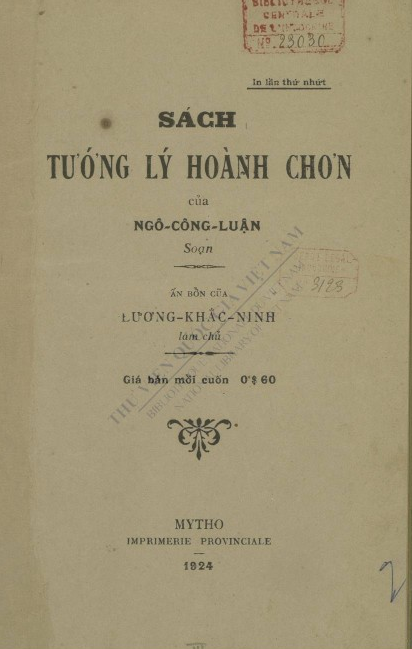 Sách tướng lý hoành Chơn  Ngô Công Luận. 1924