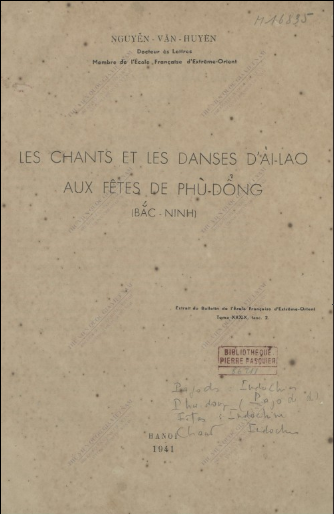 Les Chants et les danses d' Ai-Lao aux fêtes de Phu Dong  1941