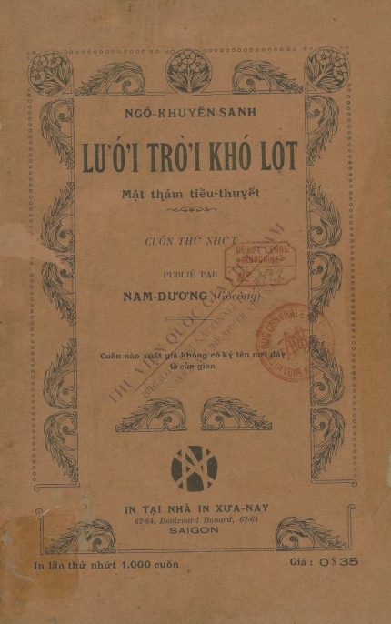 Lưới trời khó lọt : Mật thám tiểu thuyết  Ngô Khuyến Sanh. 1928
