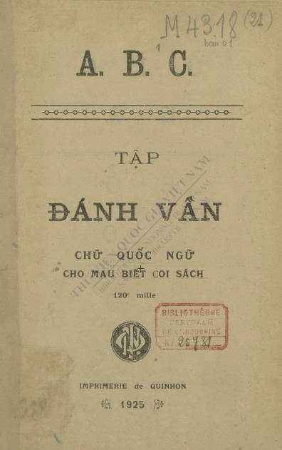 Tập đánh vần A.B.C : Chữ Quốc ngữ  1925