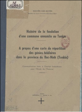 Histoire de la fondation d'une commune annamite au Tonkin  Nguyễn Văn Huyên. 1941
