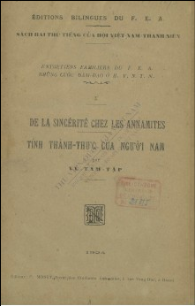 Tính thành thực của người An-nam  Vũ Tam Tập. 1924